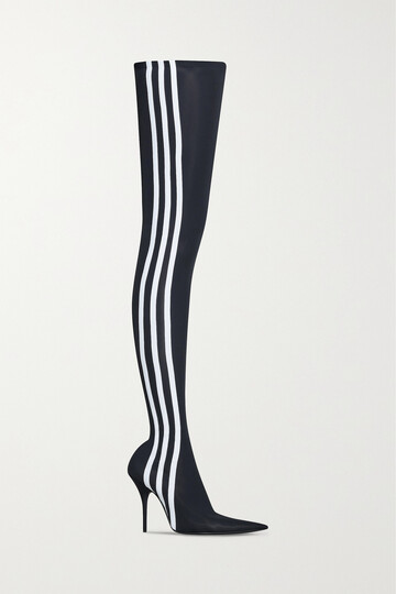 balenciaga - + adidas knife striped spandex over-the-knee boots - black