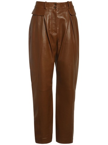 ALBERTA FERRETTI Leather Balloon Pants in brown