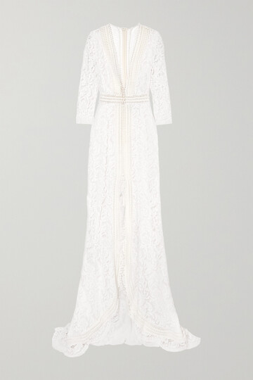 galvan - sevilla cotton-blend lace gown - white