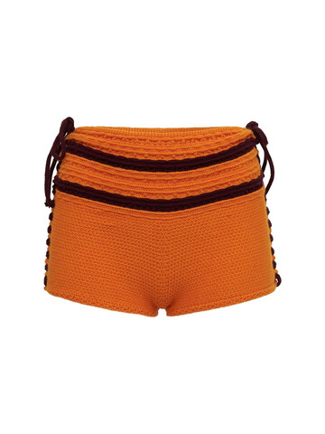 GIMAGUAS N'anneta Crocheted Cotton Mini Shorts in brown / orange