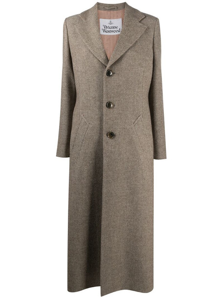 Vivienne Westwood herringbone knitted coat in brown