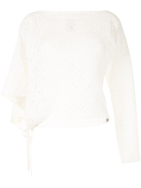 Chanel Pre-Owned perforated asymmetric top in white