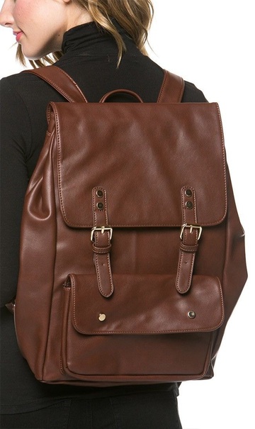 bag,faux leather backpack in brown