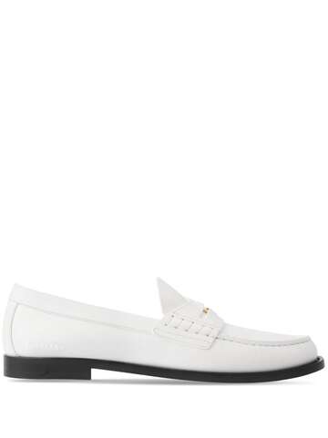 burberry logo-detail leather penny loafers - white