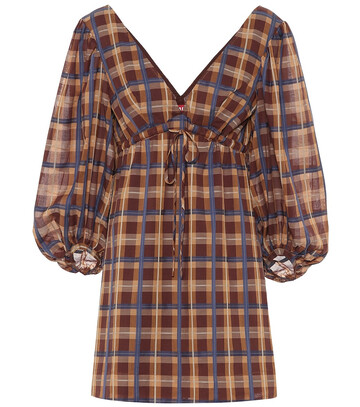 staud exclusive to mytheresa – keshi checked cotton-blend minidress in brown