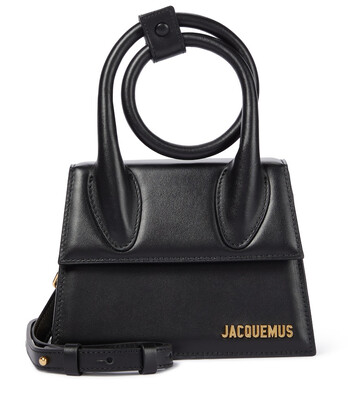 jacquemus le chiquito noeud leather tote in black