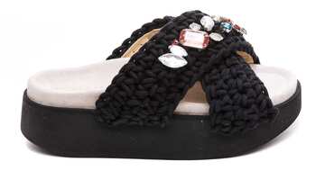 INUIKII Woven Stones Platform Sandals in black