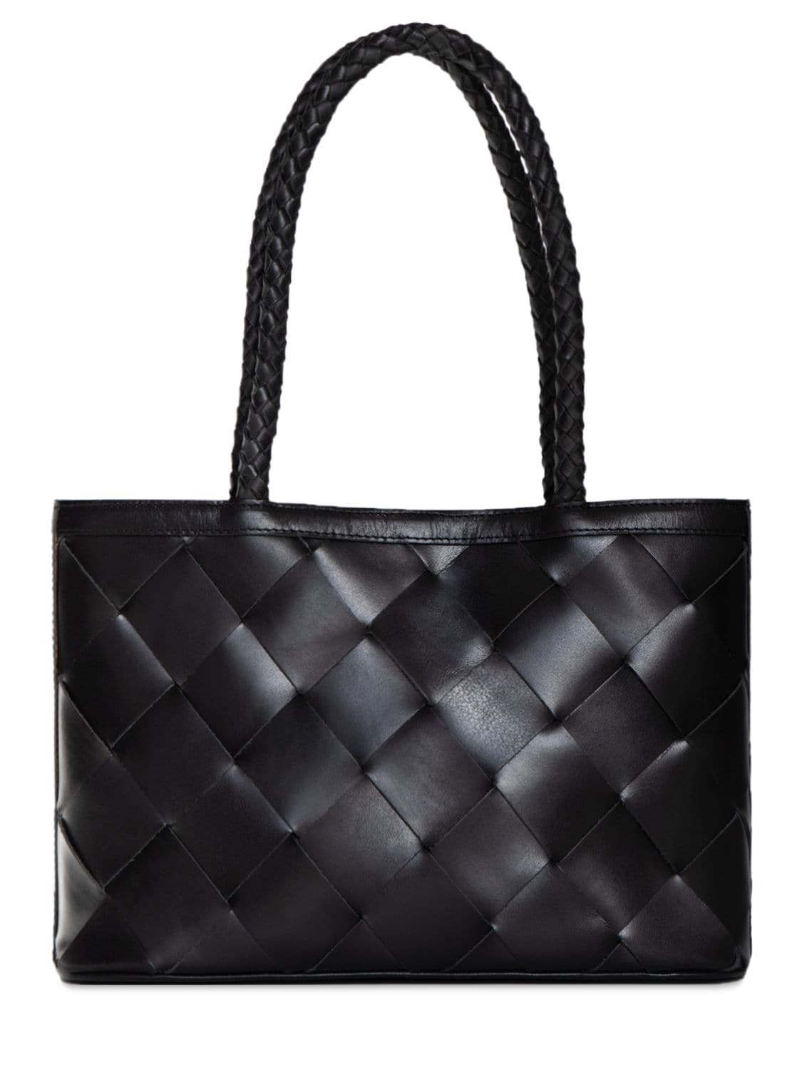 BEMBIEN Ella Woven Leather Shoulder Bag in black