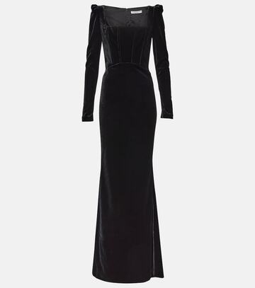 Alessandra Rich Corset velvet gown in black