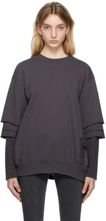 Undercover Gray Layered Sweatshirt in charcoal