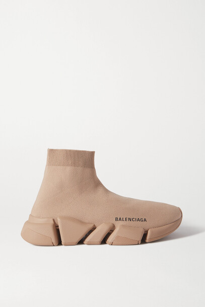 Balenciaga - Speed 2.0 Ribbed Stretch-knit High-top Sneakers - Neutrals