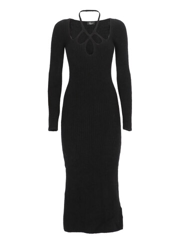 Blumarine Knitted Ribbed Dress in black