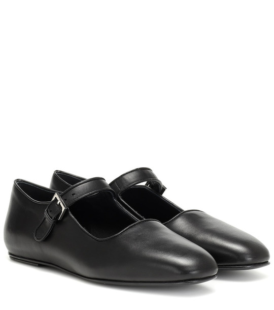 The Row Ava leather ballet flats in black