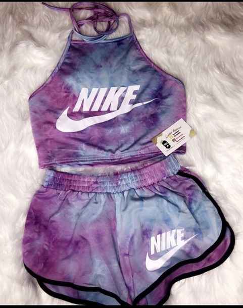nike tie dye shorts and crop top