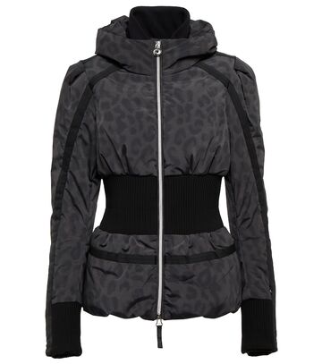 Jet Set Raffaella leopard-print ski jacket in black