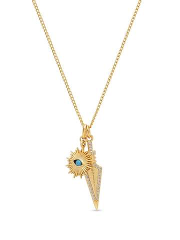 nialaya jewelry dagger and evil eye pendant necklace - gold