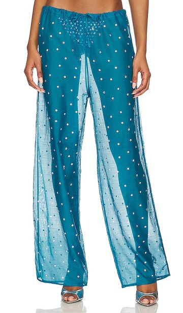 Oseree Gem Pants in Blue in turquoise