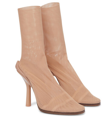 Burberry Tulle and leather sock boots in beige