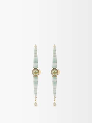 daniela villegas - pegasus diamond, tourmaline & 18kt gold earrings - womens - blue multi