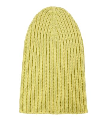 barrie rib-knit cashmere beanie in green