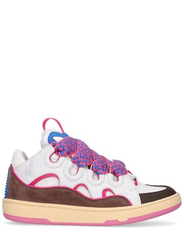 LANVIN Lvr Exclusive Curb Leather Sneakers in fuchsia / white