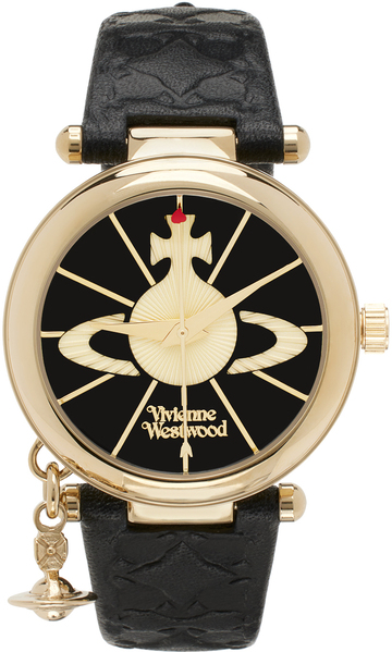 vivienne westwood black & gold orb watch