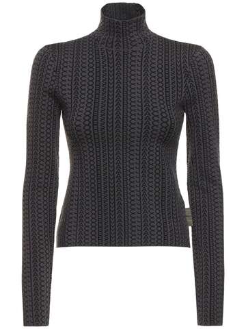 MARC JACOBS (THE) Monogram Compact Knit Mockneck Sweater in black