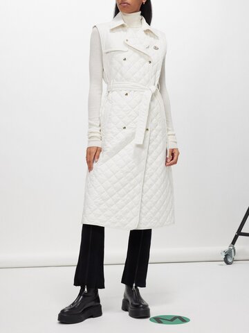 moncler - alcione sleeveless quilted down coat - womens - ivory