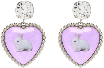 safsafu ssense exclusive silver & purple bunny bff earrings