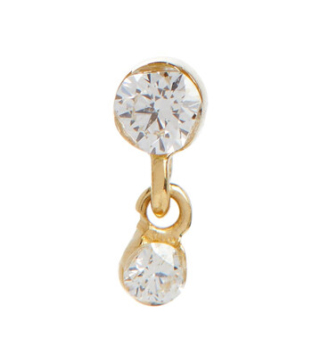 Maria Tash Invisible 14kt yellow gold single drop earring with white diamonds
