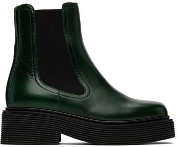 marni green leather chelsea boots