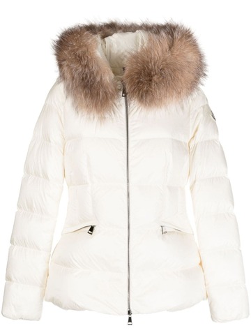 moncler faux-fur trim padded jacket - white