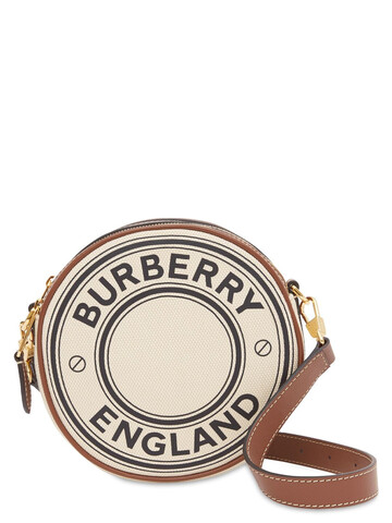 BURBERRY Louise Round Logo Canvas & Leather Bag in natural