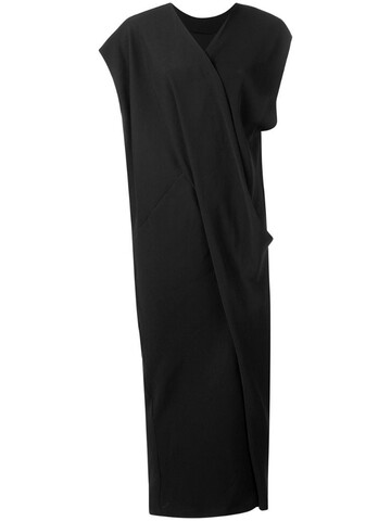 Poiret draped V-neck dress in black