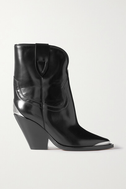 Isabel Marant - Leyane Embellished Glossed-leather Ankle Boots - Black