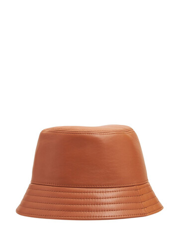 LOEWE Leather Bucket Hat W/ Strap in tan