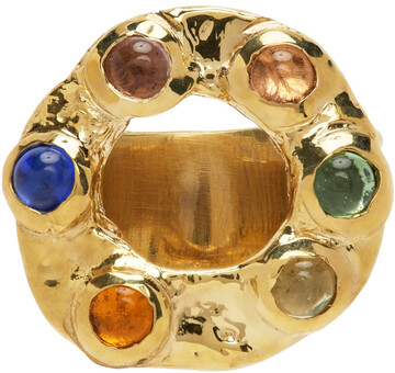 Mondo Mondo Gold & Multicolor Halo Ring in multi