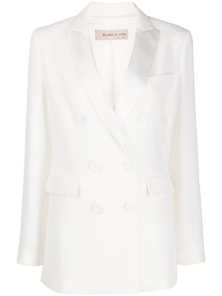 Blanca Vita double-breasted peak lapel suit jacket in white