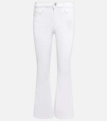 frame le crop mini boot high-rise jeans in white