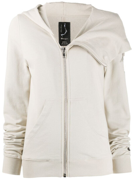 Rick Owens X Champion front zipped hoodie in neutrals