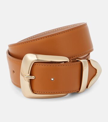 khaite bruno leather belt in brown