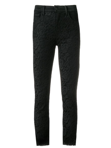 J Brand slim lace trousers in black
