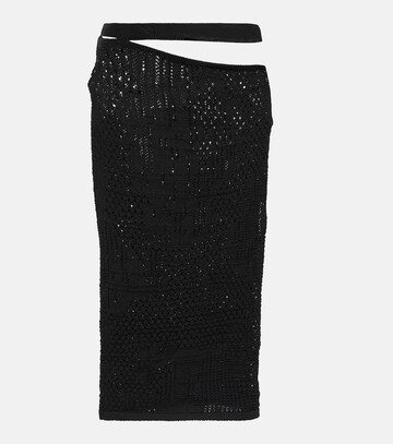 Roberta Einer Cutout cotton knit midi skirt in black