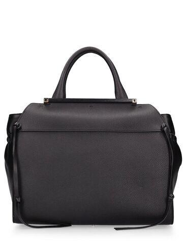 chloé steph leather top handle bag in black