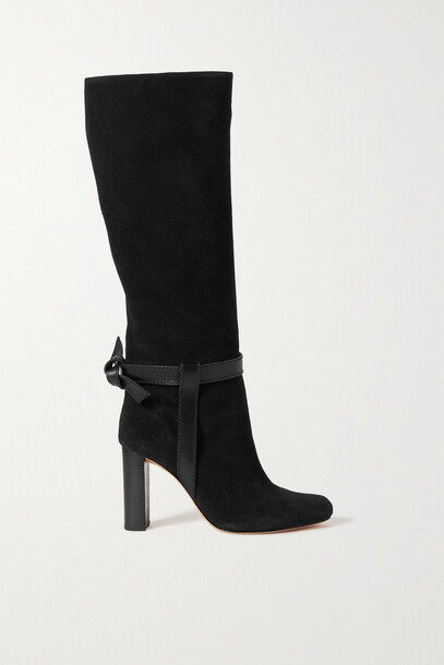 Alexandre Birman - Saddlery Clarita Leather-trimmed Suede Knee Boots - Black