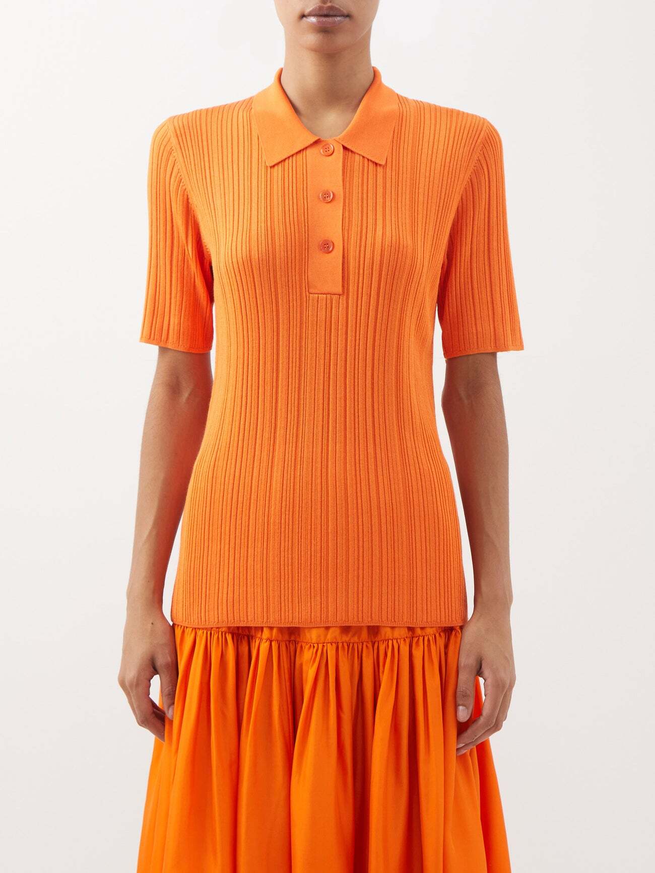 Joseph - Plissé-jersey Polo Shirt - Womens - Orange