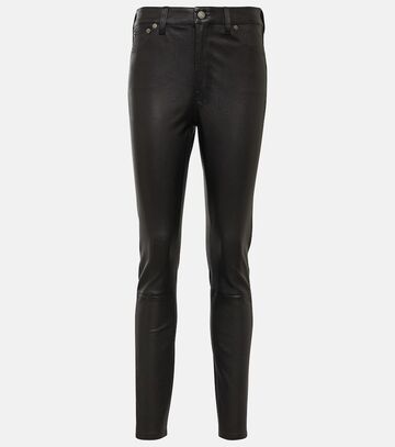 Polo Ralph Lauren Mid-rise leather skinny pants in black