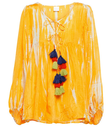 Anna Kosturova Tie-dye silk top in orange