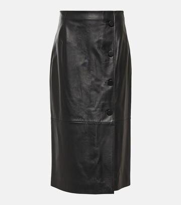 nina ricci leather midi pencil skirt in black