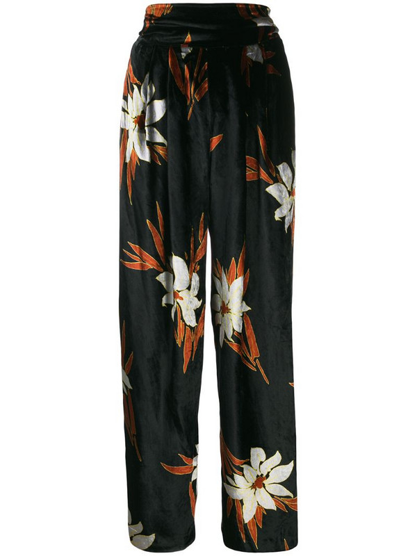 A.N.G.E.L.O. Vintage Cult 1970's plush effect floral trousers in black
